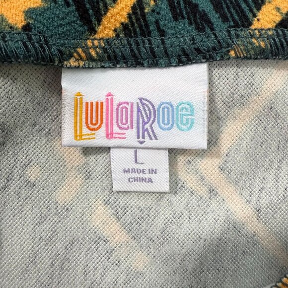 LuLaRoe Skirt Womens L Green Yellow Cassie Straight Midi Geometric Stretch NWT - Picture 2 of 9